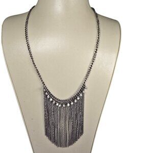 Stephan & Co Women's Trendy Gunmetal Plated Rhinestone Fringe Necklace NWT